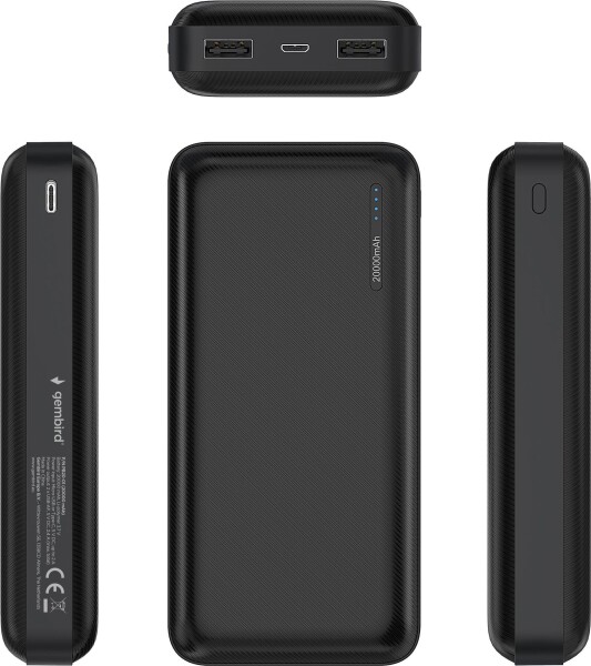 GEMBIRD Powerbank 20.000 mAh USB schwarz