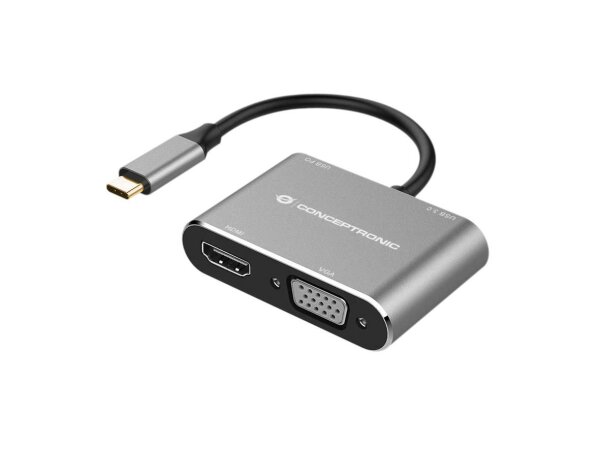 CONCEPTRONIC Adapter USB-C -> HDMI,VGA,USB3.0,100WPD 0.15 gr