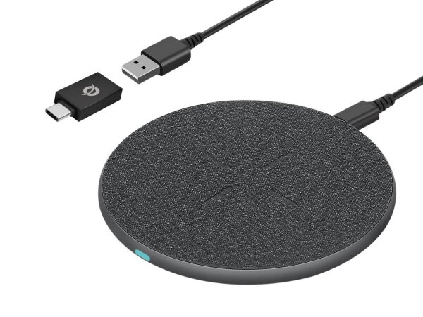 CONCEPTRONIC kabelloses Ladegerät 15W Qi USB-A + USB-C  grau