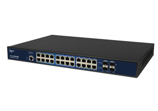 ALLNET Switch full managed 24 Port Gigabit 24x LAN 4x SFP Lüfterlos 19"" - Switch - 1 Gbps