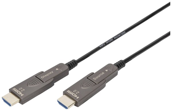 DIGITUS HDMI AOC Hybrid Glasfaserkabel 4K abnehmbar 20m schw