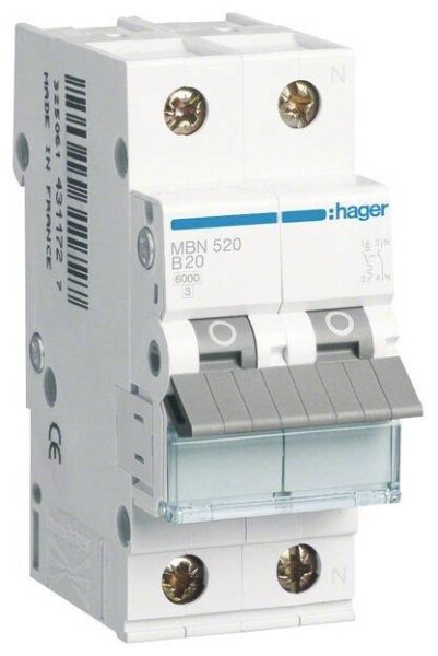 HAGER LS-Schalter 1P+N 6kA B-20A MBN520 2M