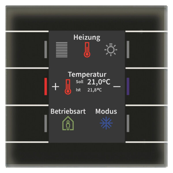 MDT BE-GT2TS.02 Glastaster II Smart m.Farbdisplay u.Temperatursensor Schwar