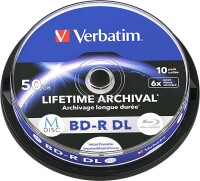 VERBATIM 43847 M-Disc BD-R BluRay 6x Cakebox 50GB,...