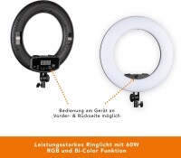 WALSER Walimex pro LED Rainbow 60W RGBW Ringleuchte Set 1...