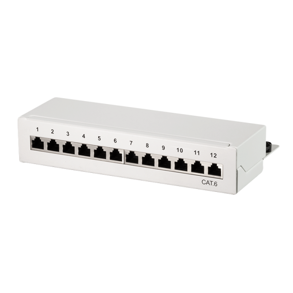 LOGILINK Patchpanel Tisch/Wand Cat.6 STP 12 Ports,lichtgrau