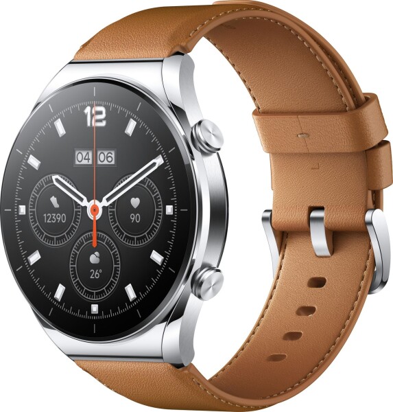 XIAOMI Watch S1 - 46 mm - silber - intelligente Uhr mit Riemen - Leder - braun - Anzeige 3,63 cm (1,