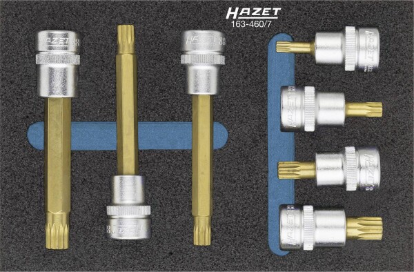 HAZET Schraubendreher-Steckschlüsseleinsatz-Satz 163-460/7 - Vierkant hohl 10 mm (3/8"" ) - Innen Vie