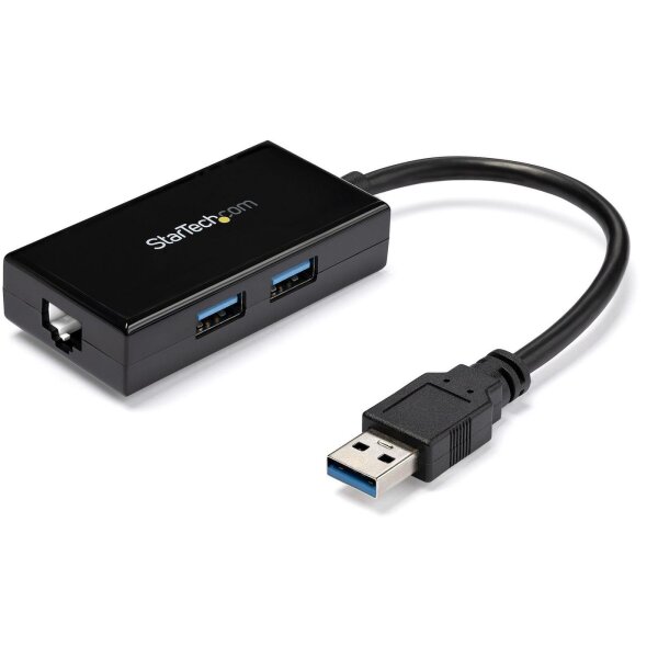 STARTECH.COM USB 3.0 auf Gigabit Netzwerk Adapter mit 2 Port USB Hub - Native Treiber-Unterstützung