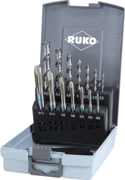 RUKO 245048RO Maschinengewindebohrer-Set 14teilig metrisch DIN 371, DIN 376 HSS 1 Set