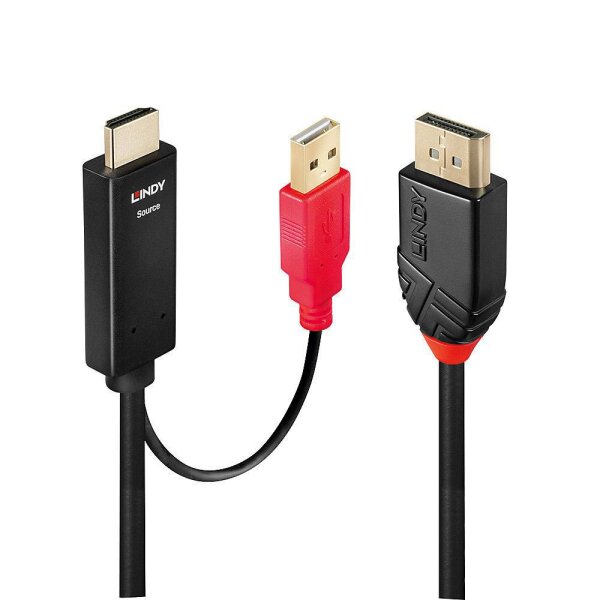 LINDY 41426 Kabelschnittstellen-/Gender-Adapter DisplayPort HDMI A/USB A Schwarz - Rot (41426)