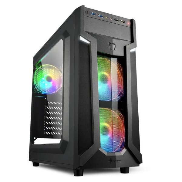 SHARKOON VG6-W RGB Computer-Gehäuse Midi ATX Tower Schwarz (VG6-W RGB)