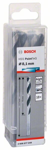 BOSCH HSS-Spiralbohrer PointTeQ 8,1 mm 2608577249 10Metallspiralbohrer HSS