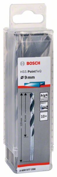 BOSCH Bosc HSS PointTeQ DIN338 9x81x125mm 10x | 2608577258