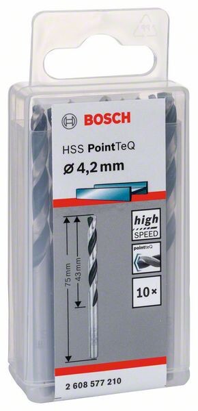 BOSCH Bosc HSS PointTeQ DIN338 4,2x43x75mm 10x | 2608577210