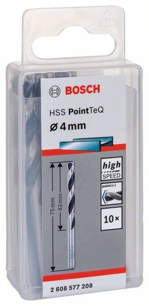 BOSCH Bosc HSS PointTeQ DIN338 4x43x75mm 10x | 2608577208