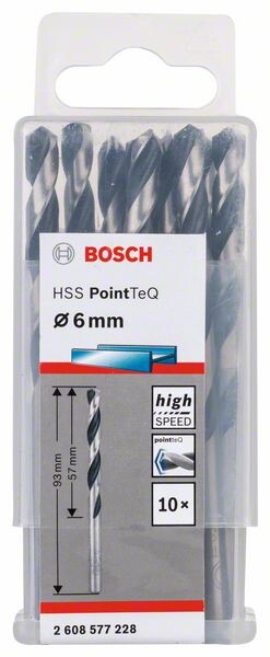 BOSCH Bosc HSS PointTeQ DIN338 6x57x93mm 10x | 2608577228