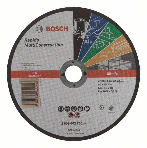 BOSCH Accessories 2608602766 Trennscheibe gerade 180 mm 22.23 mm 1 St.