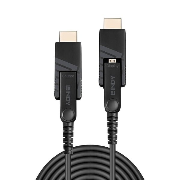 LINDY 10m Fibre Optic Hybrid Micro-HDMI 18G Cable with Detachable HDMI & DVI Connectors