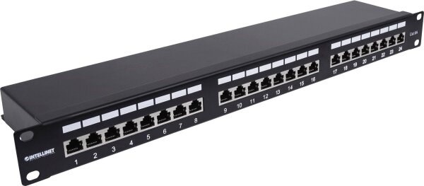 INTELLINET 24-Port Cat6a Patchpanel FTP 1HE schwarz