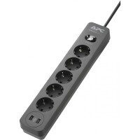 APC Essential SurgeArrest 5 Outlet 2 USB Ports Black 230V...