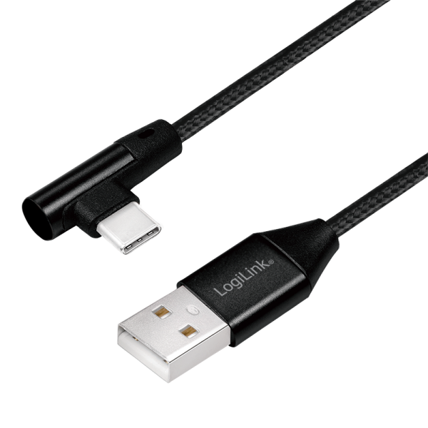 LOGILINK USB-Stecker USB 2.0 zu USB-C (90° gewinkelt) 0,3m