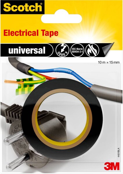 3M universal 4401BLA Isolierband Scotch® Schwarz (L x B) 10 m x 15 mm 1 Rolle(n)