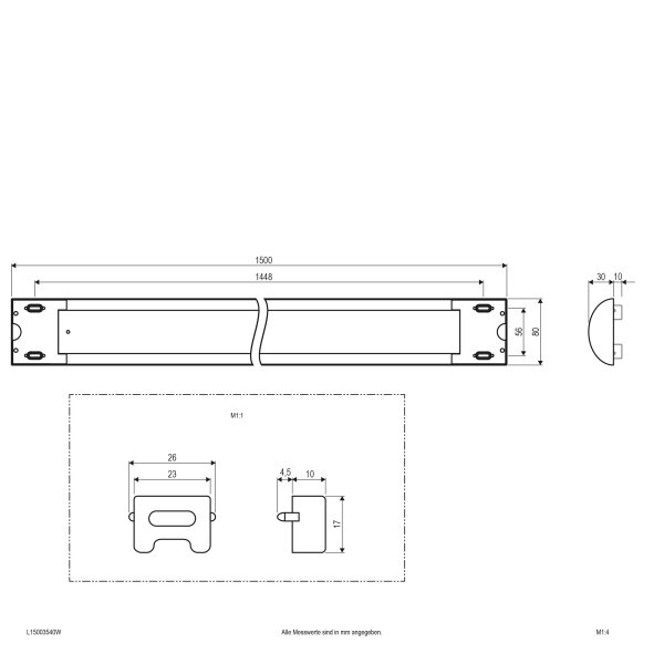 EVN LED-Anbauleuchte weiß L15003540W 35W 3850lm 4000K L1500mm IP20