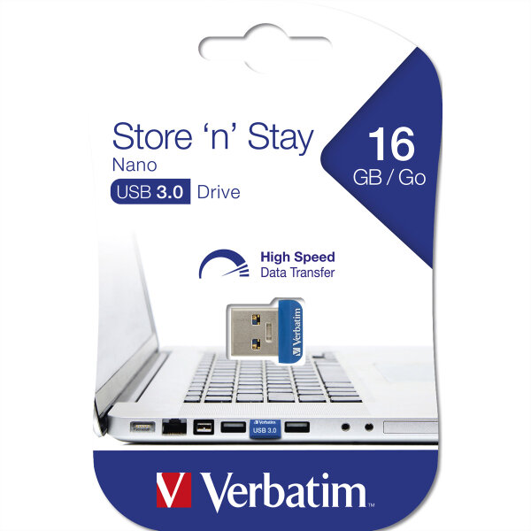 VERBATIM USB-Stick 16GB Verbatim Nano USB Drive 3.0 Store n Stay