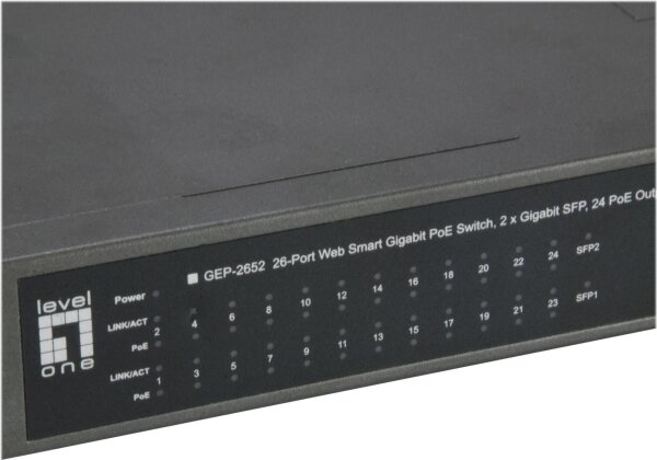 LEVEL ONE LevelOne Switch 24x GE GEP-2651      2xGSFP     370W 24xPoE+