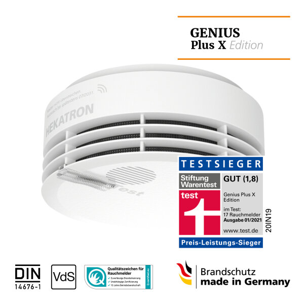 HEKATRON Genius Plus X Modell 2020 31-5000030-02-01 Funk-Rauchwarnmelder inkl. 10 Jahres-Batter