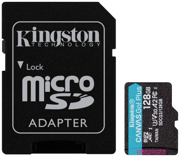 KINGSTON 128GB microSDXC Canvas Go Plus 170R A2 U3 V30 Card + ADP