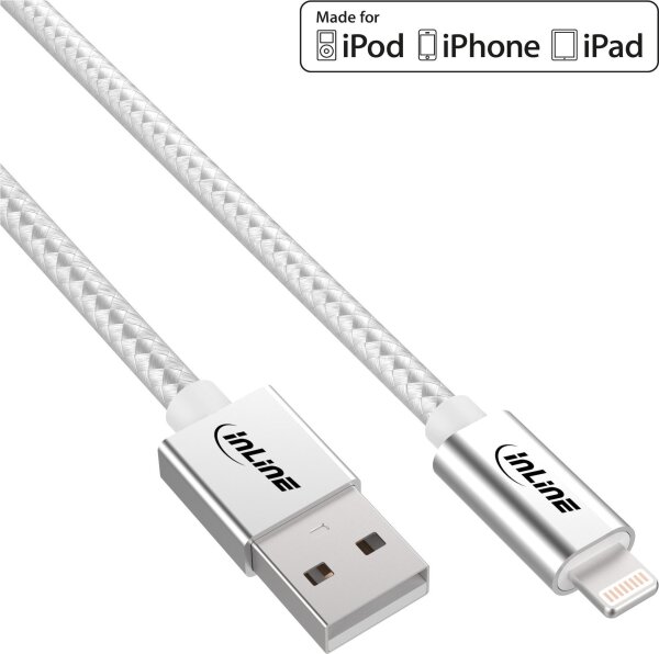 INLINE - Lightning-Kabel - Lightning (M) bis USB (M) - 1 m - Silber - für Apple iPa