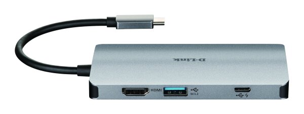 D-LINK USB-C 8-Port USB 3.0 Hub mit HDMI und Ethernet und SD & microSD Card Reader und USB-C Ladeans