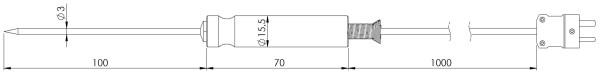 GREISINGER GES21-K-1-NT-L01-T Lebensmittelfühler -50 bis +250 °C Fühler-Typ K