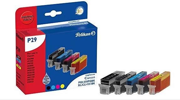 PELIKAN P29 Promo pack 5er Pack Schwarz, Gelb, Cyan, Magenta Tintenpatrone