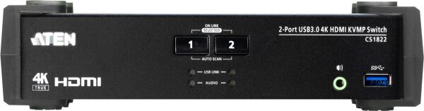 ATEN CS1822 KVMP Switch - KVM-/Audio-/USB-Switch - 2 x KVM/Audio/USB - 1 lokaler Benutzer - Desktop