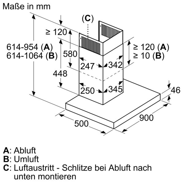 SIEMENS LC97BCP50 Wandhaube, Breite 89,8 cm