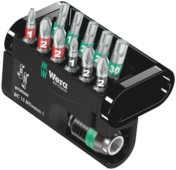 WERA Bit-Check 12 BiTorsion 1 SB 05136385001 Bit-Set 1/4"" (6.3 mm) inkl. Bithalter