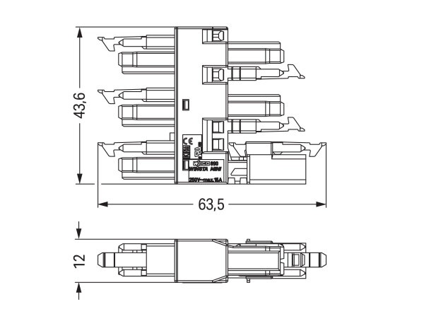 WAGO Verteilerblock 5 fach 890 Serie (Netzsteckverbinder) 890 Gesamtpolzahl: 2 16 A Blau 50 St.