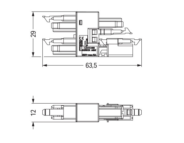 WAGO Verteilerblock 3 fach 890 Serie (Netzsteckverbinder) 890 Gesamtpolzahl: 2 16 A Blau 50 St.