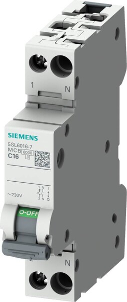 SIEMENS Leitungsschutzschalter 5SL6016-7 230V 6KA, 1+N-POLIG/1TE C16