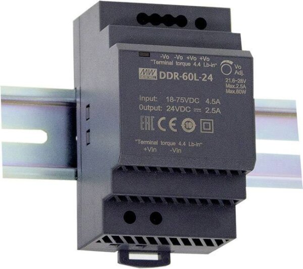 MEAN WELL MEANWELL DDR-60G-12 - DC/DC-Wandler, 60 W, 12 V, 5 A (DDR-60G-12)