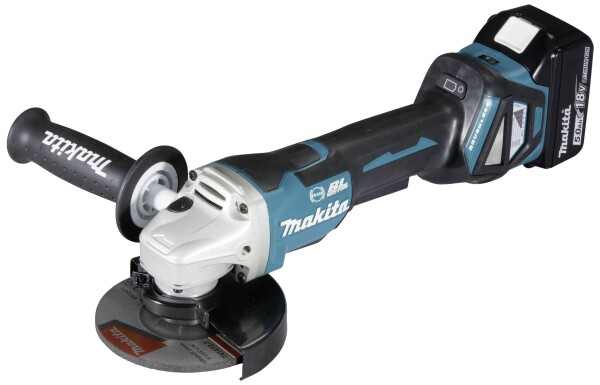 MAKITA MAKI Akku-Winkelschleifer 18 V DGA517RTJ / 5,0 Ah mit Paddleschalter, 2 Akkus +