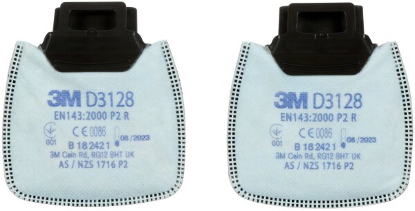 3M Secure Click Partikelfilter P2 R mit Aktivkohle D3128 2 Stück (D3128)