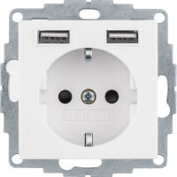 BERKER Steckdose SCHUKO/USB S.1 48038989 polarweiß gl.