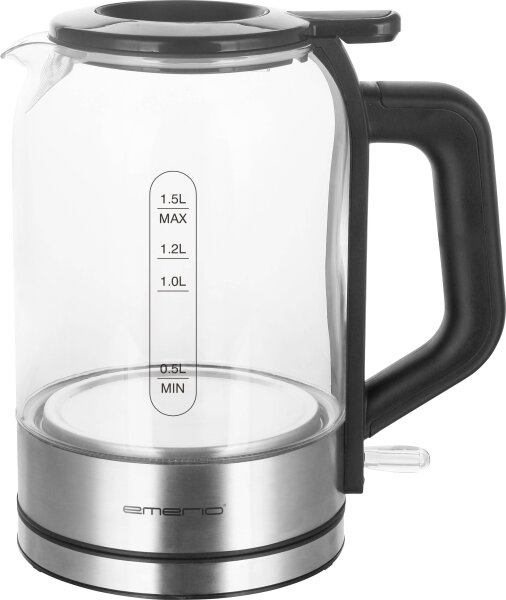 EMERIO Wasserkocher, 1.5L, Glas, Smart Deckel