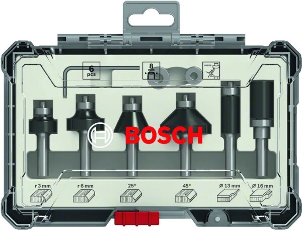 BOSCH Trim und Edging Set 6-teilig 8mm Rand- und Kantenfräser im Koffer ( 2607017469 ) für Oberfräse