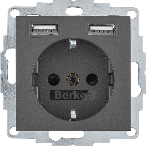 BERKER Steckdose SCHUKO/USB B.3 48031606 anthrazit matt