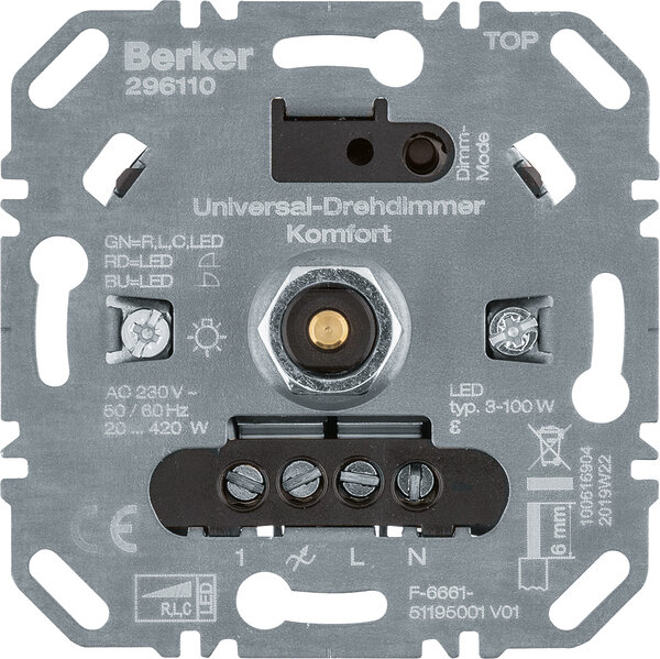 BERKER 296110 Universal-Drehdimmer Komfort (R,L,C,LED) (296110)